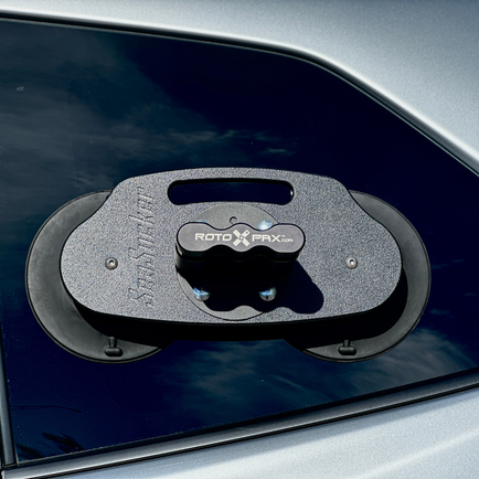 image--Mount + Hardware | RotoPax Tank Holder with hardware mounted to car window