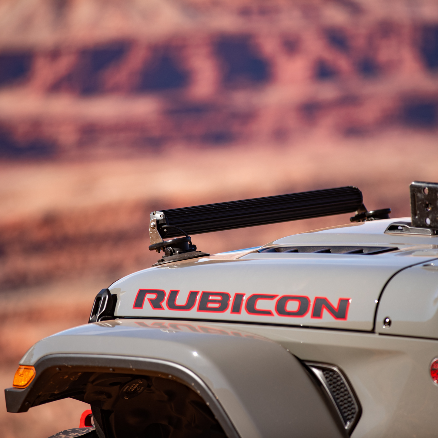 An HD Light Bar Mount from SeaSucker on a Jeep Rubicon.