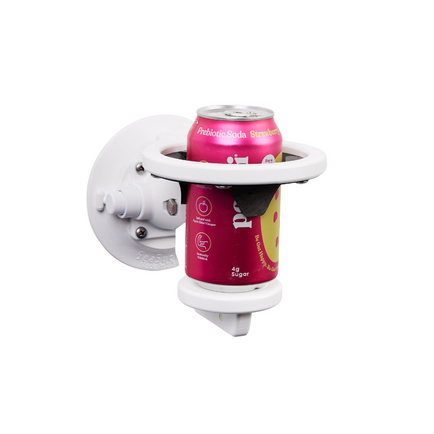 A SeaSucker Universal 1-Cup Holder in white holding a soda.