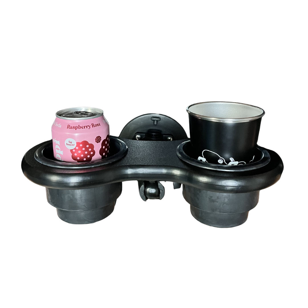 image--black | 2-Cup Holder - Angle Mount studio photo black variant with drinks