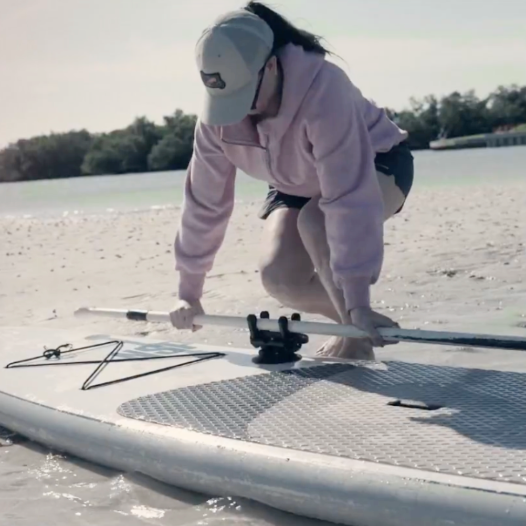 Pro Series Paddle Holder lifestyle photo with SUP and paddle