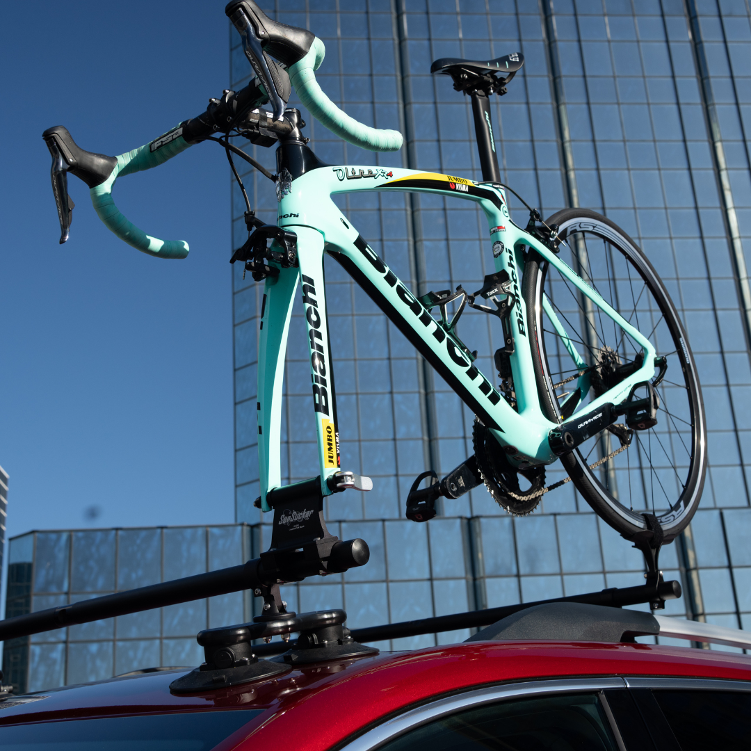 All | Bianchi Road Bike Mounted to SeaSucker Monkey Bars with Bike Carrier