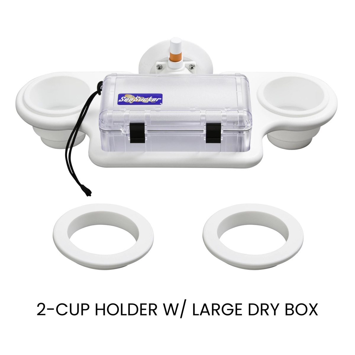 image--2-Cup Holder w/ Large Dry Box + 2 Tumbler Rings