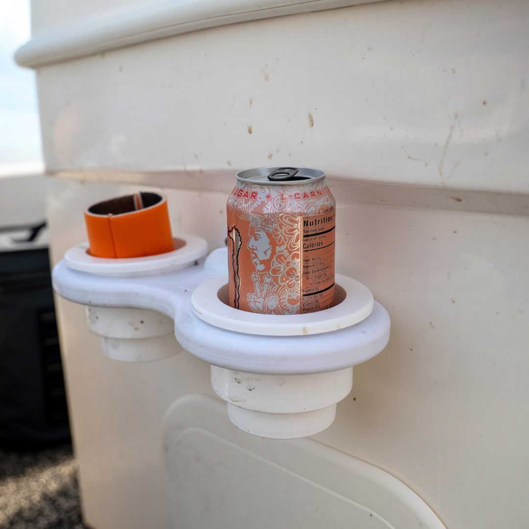 image--white | 2-Cup Holder - Vertical Mount lifestyle photo on boat with drinks