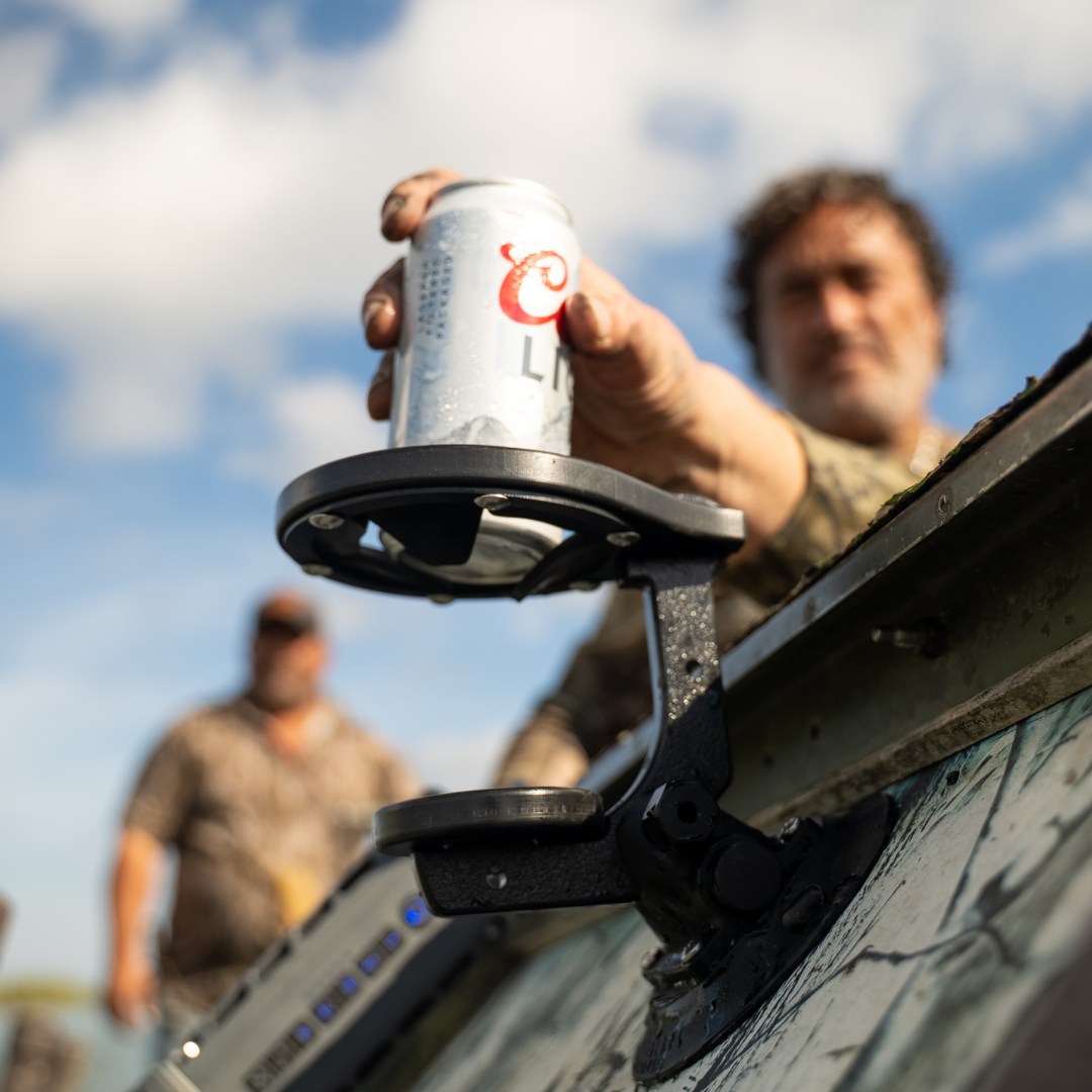 Universal 1-Cup Holder on the side of a duck boat