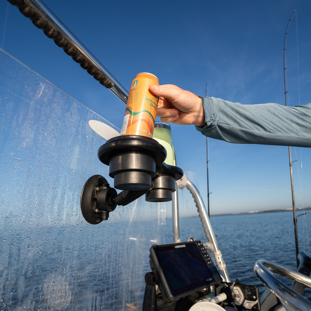 2-Cup Holder - Angle Mount lifestyle photo on a boat