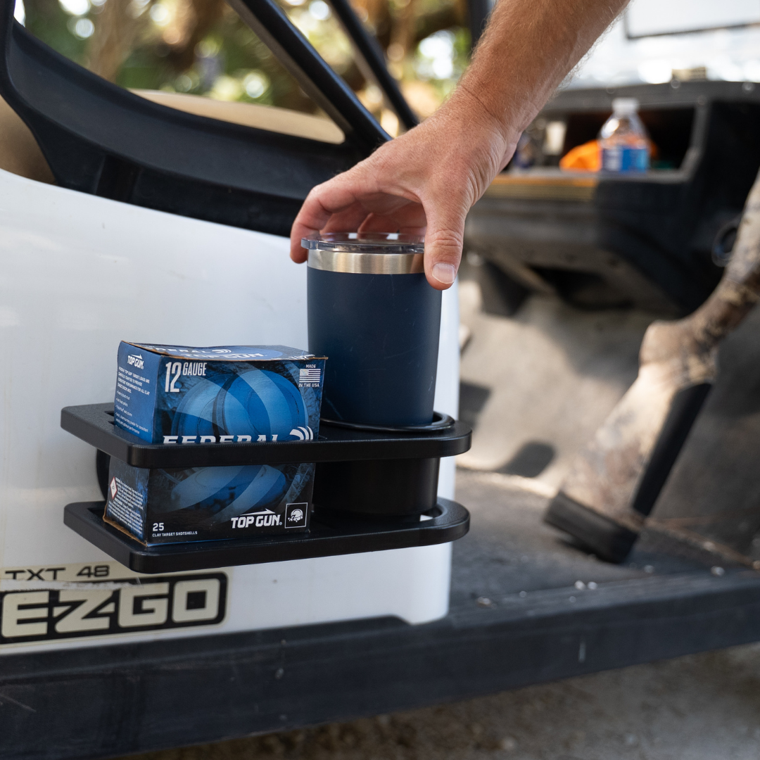 image--deluxe | The Over/Under Shell Caddy lifestyle photo on golf cart with shell box