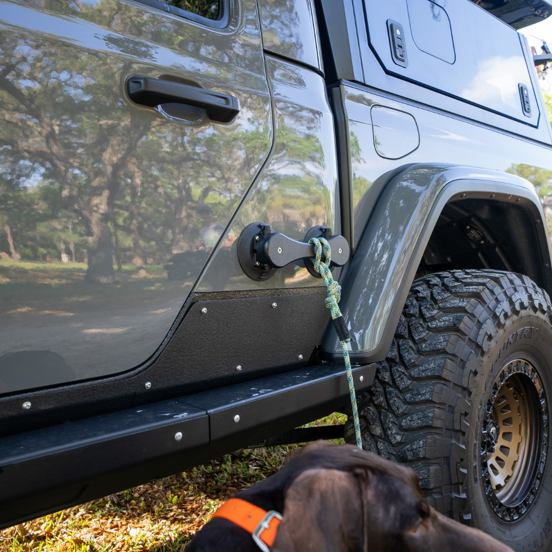image--black--standard | SeaSucker Heavy-Duty Handle black variant lifestyle photo with dog