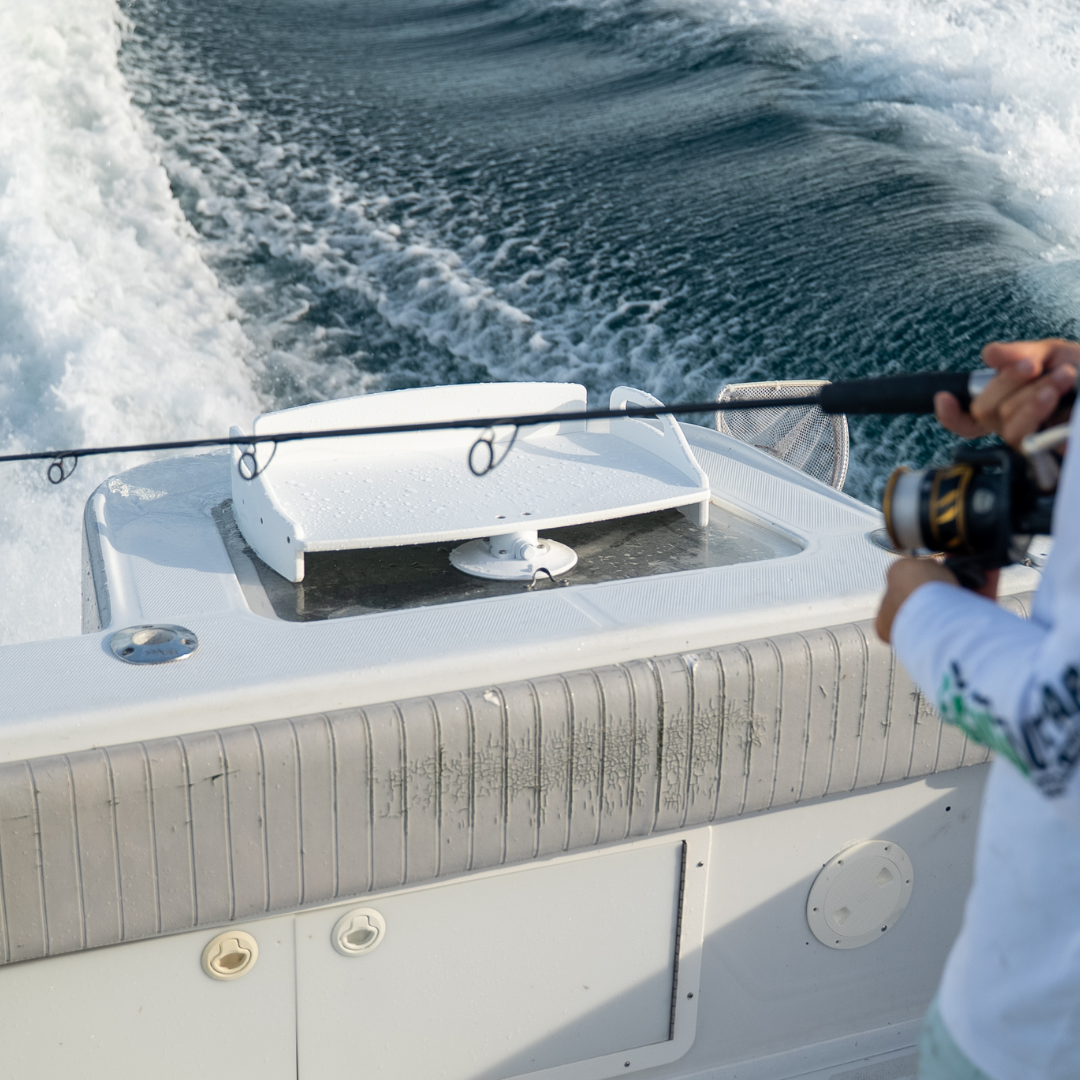 Large Cutting Table - 6" SeaSucker lifestyle photo on boat bait well