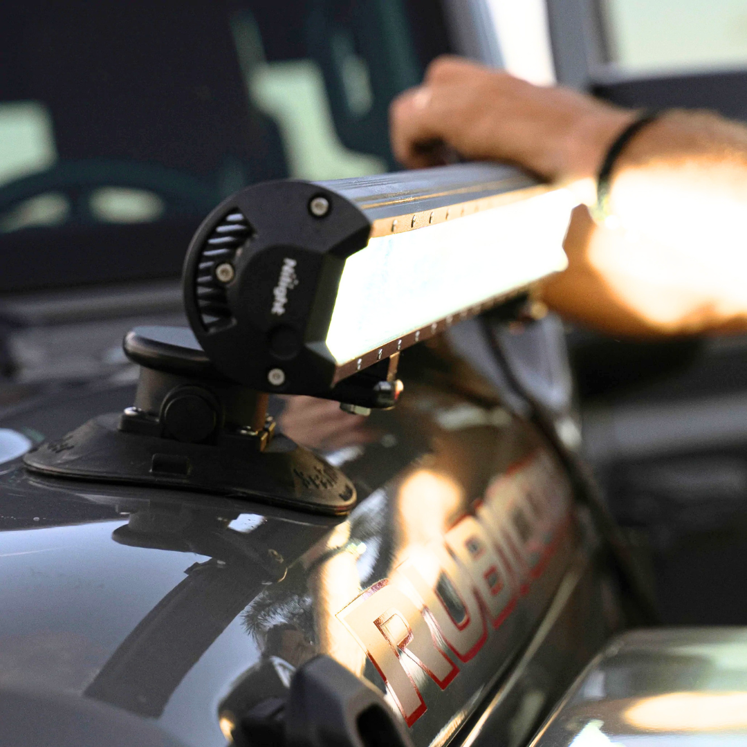 All | Light Bar Mount - Ridge Ready mounted to a Jeep Rubicon hood