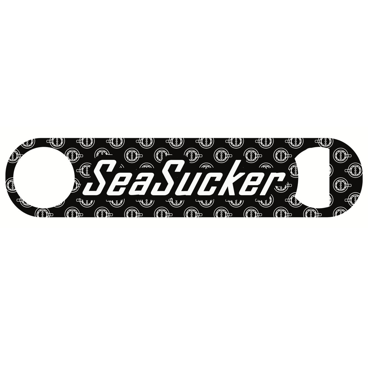 One SeaSucker Bottle Opener with engraved vacuum mount logos.