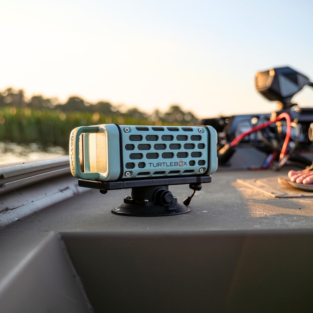 SeaSucker Universal Speaker Mount Mounted to Bass Boat Deck