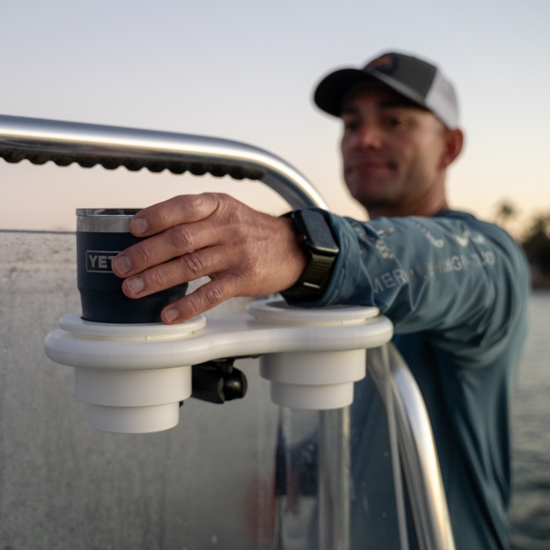 image--white | 2-Cup Holder - Angle Mount lifestyle photo on boat