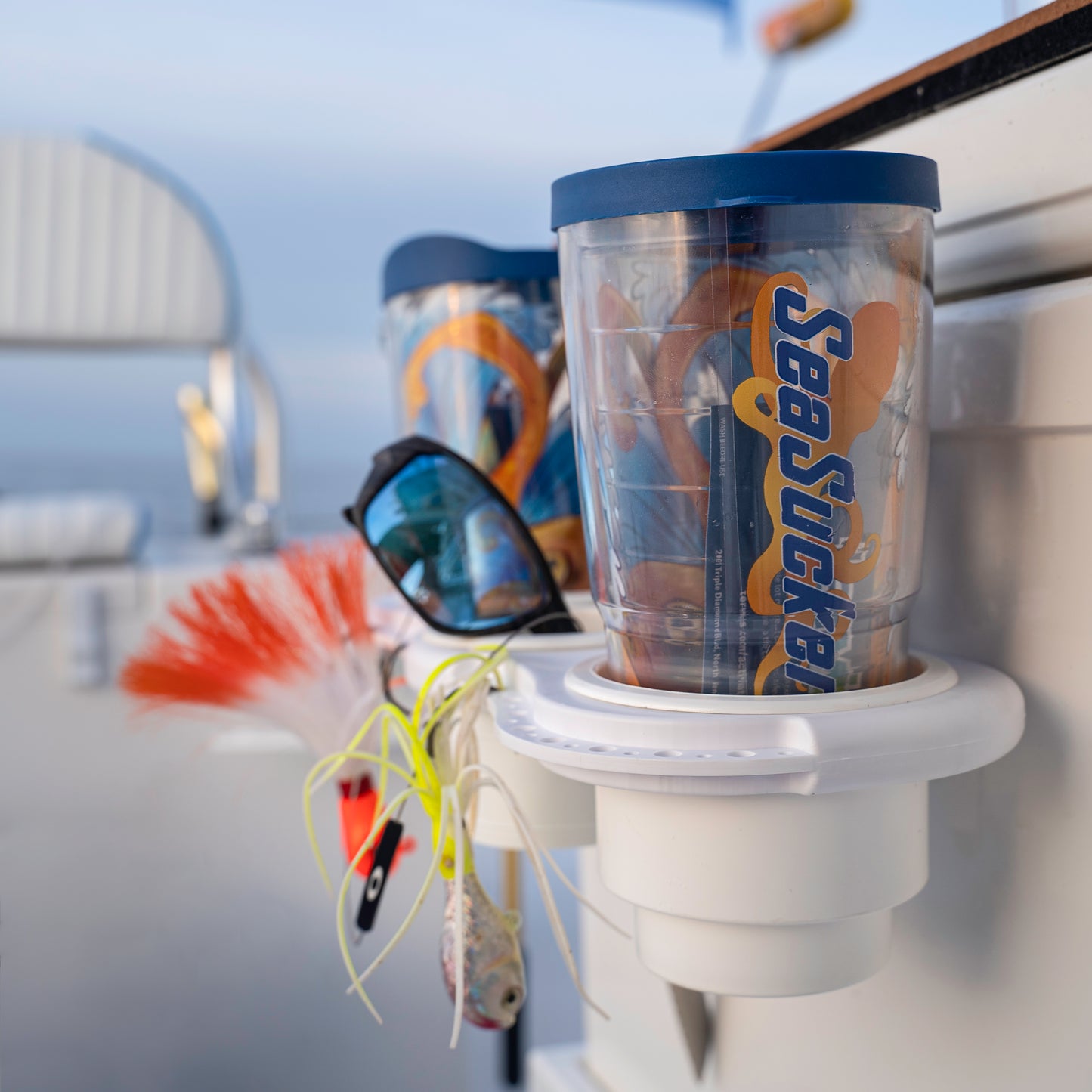 Docktail Jr Boat Cup Holder and Marine Bar Caddy with SeaSucker Mounts